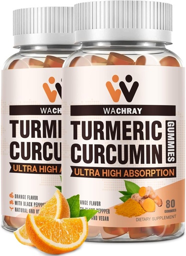 [BRSW2AINOEHGCCLJ] Turmeric Curcumin Gummies with Ginger & Black Pepper Extract - 2 Pack Tumeric Gummy Supplements for Pain Inflammation Joint Weight Health Support - Vegan, Organic, Gelatin-Free - for Adults and Kids