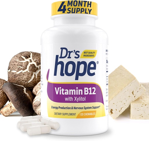 [BRSWGHQOAQNAKADO] Vitamin B12 1000 Mcg, B12 Vitamins 1000 Mcg Help to Increase Metabolism, Energy Production and Nervous System Support, 120 Chewable Tablets - 1 Tablet Per Serving, Non-GMO & Gluten Free