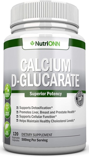 [BRSWGAD4DIAWY2DB] Calcium D-Glucarate - 500mg - 120 Vegetable Capsules - Superior Potency to Support Cleansing Processes, Estrogen Metabolism & Hormonal Balance - Helps with Prostate, Breast & Colon Health