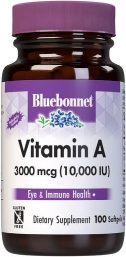 [BRSWIYQTPJ5Q4HDG] Bluebonnet Nutrition Vitamiin A 10 000 RÜ süvamerest, külm vesi, kalaõli - silmade tervise ja immuunfunktsiooni jaoks * - gluteenivaba - piimavaba - molekulaarselt destilleeritud - 100 softgeeli - 100 serveerimist