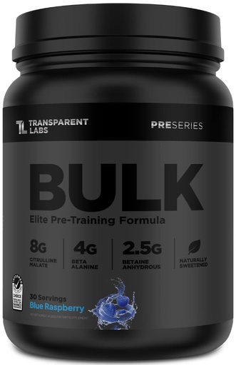 [BRSROBQ5CF7QI3DX] Transparent Labs Bulk Black Pre Workout - Clinically Dosed, Naturally Sweetened Preworkout for Men and Women with Beta Alanine Powder, Citrulline Malate, & Caffeine- 30 Servings, Blue Raspberry