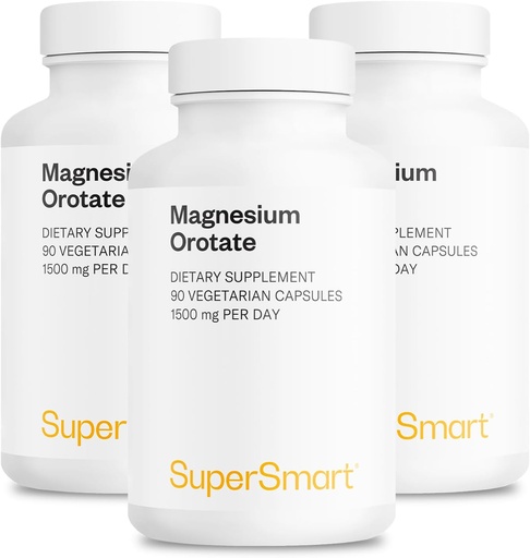 [BRSRAGQ2AEFGM3QV] SuperSmart - Magnesium Orotate 1500mg per Day - High Absorption Magnesium Supplement | Non GMO & Gluten Free - 90 * 3 Vegetarian Capsules