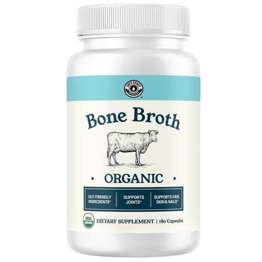 [BRSWGZ33CABGCH3L] Grass-Fed Bone Broth Capsules with Collagen from Organic Bone Broth Powder. Collagen Supplement for Nails, Hair, Joints and Digestive Health* Support. Gut Friendly-Ingredients, 180 Capsules