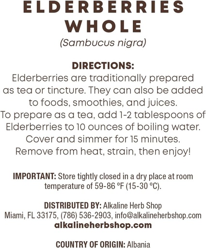 [BRSW2YAZOV5WEHIY] Alkaline Herb Shop Just Herbs: Elderberries Whole