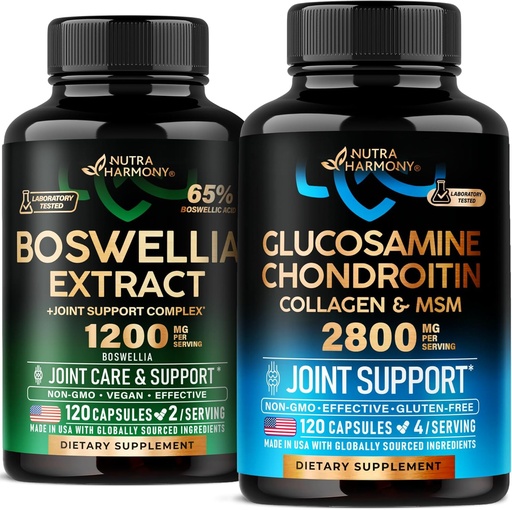 [BRSRAEIDCR6BOA36] NUTRAHARMONY Glucosamine Chondroitin & Boswellia Extract Capsules