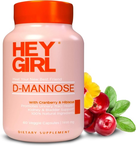 [BRSWYEAKOUFWYAI3] D Mannose Capsules - Fast-Acting UTI Supplement - Cleanse & Flush Impurities - with Natural D-Mannose Powder, Cranberry, Hibiscus & Dandelion - Alternative to Cranberry for Women, 60 cápsulas