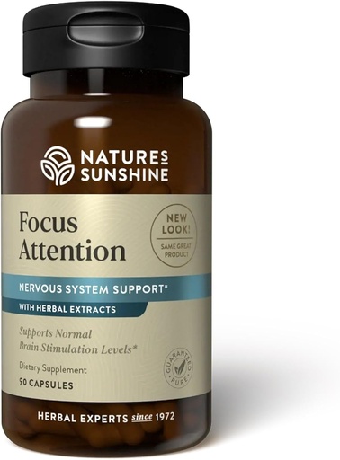 [BRSWIYQ6CIHRAHDY] Naturens Sunshine Focus Attention, 90 kapslar, ger näringsämnen som hjälper till att upprätthålla normala hjärnstimuleringsnivåer samtidigt som de stöder blodcirkulation och neurotransmittornivåer i hjärnan