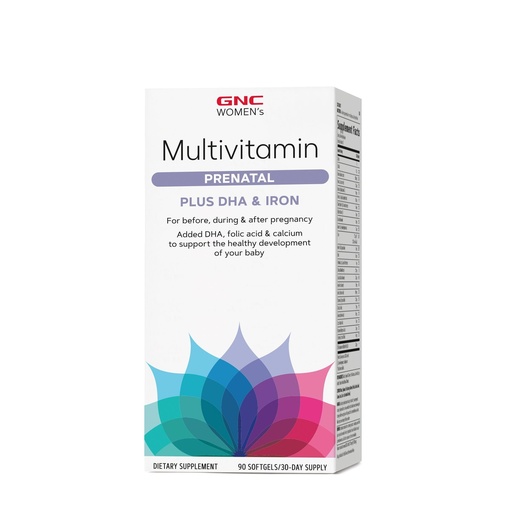 [BRSWYZQQDIBQGYLX] GNC Women's Prenatal Multivitamin Formula with DHA & Iron, Support Pregnancy and Healthy Baby Development, Essential Nutrients Folic Acid, Zinc, Calcium Plus B Vitamins, 90 Softgels
