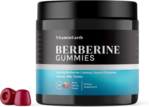 [BRSRA2Q3AUCQY23L] Berberine Gummies with Berberine HCL, Ceylon Cinnamon & Milk Thistle for Immune and Metabolism Support - Berry Cherry Flavor - 60 Count