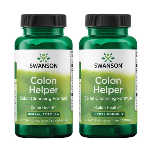 [BRSRMEIFOZYRMAAV] Swanson Colon Helper Herbal Digestive Supplement for Adults Seeking Healthy Eliminations with Goldenseal, Slippery Elm & Aloe (60 Capsules, 2 Pack)