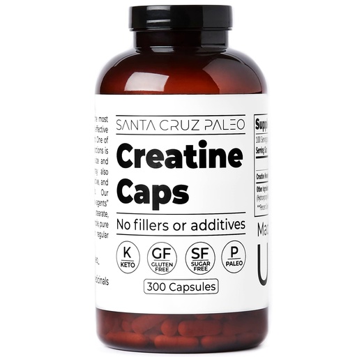 [BRSRMHQDOZ4BSEQ2] Santa Cruz Paleo Creatine Capsules, Supports Muscle Growth & Energy, Gluten Free, Keto, Sugar Free, Paleo, No Fillers or Additives, Creatine Monohydrate Pills, 2500mg, 100 Servings, 300 Capsules
