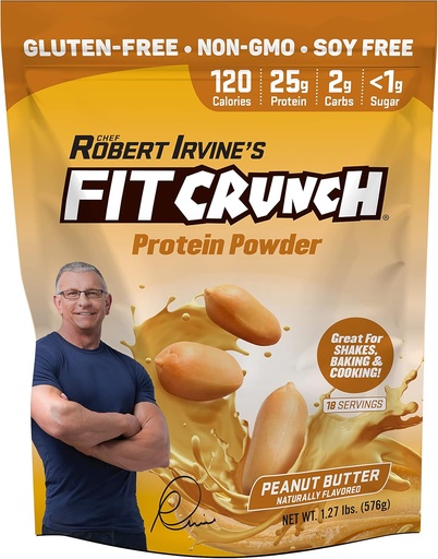 [BRSWGZQ7AEBAEA32] FITCRUNCH Tri-Blend Whey Protein, Keto Friendly, Low Calories, High Protein, Gluten Free, Soy Free (18 Servings, Peanut Butter)