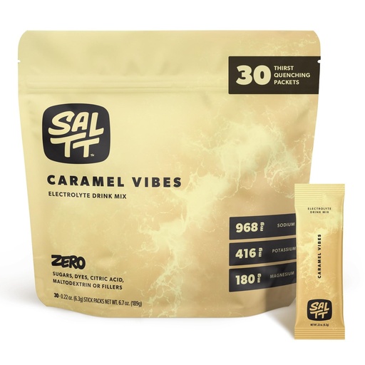 [BRSROAY3BV7GOHYV] SALTT Electrolytes Powder Packets (Caramel Vibes - Chocolate Caramel) 30 Stick Packs - Easy Dissolve, No Clumping - Essential Minerals - Hydration Packets - Zero Sugar - Gluten Free, Vegan & Kosher