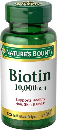 [BRSRMHY7BUHAM2T4] Nature's Bounty Biotin 10000 mcg Ultra Strength - 120 Softgels, Pack of 4