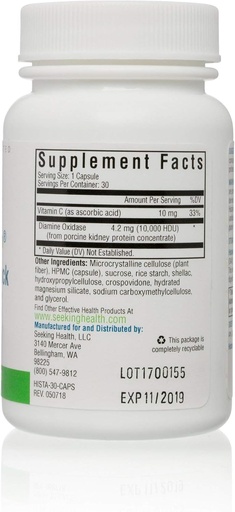 [BRSWIEYFOAGACC3G] Seeking Health | Histamine Block | DAO Supplement Enzyme | Food Intolerance | Histamine Intolerance | GI Tract Supplements | Dhist 60 Capsules