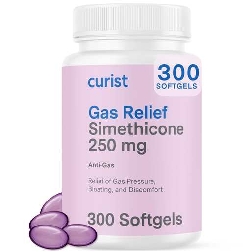 [BRSRMHTROYNQOE3Z] Curist Gas Relief Simethicone 250 mg Softgels (300 Count) - Digestive Relief, Bloating Relief & Anti Flatulence Gas Pills for Adults aids Gas and Bloating Relief (300 Soft gels) | Gas Pills for Adults Aids Gas & Bloating Relief - Bulk Value Size - Simethicone Soft Gels