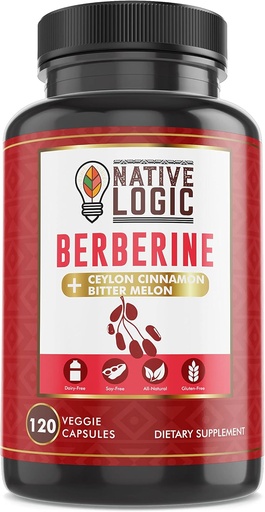 [BRSRMZD5AABR6ELL] Berberine HCL 1200mg with Ceylon Cinnamon, Bitter Melon, and Green Tea Extract | Supports Cardiovascular and GI Health with Immune System Support – 120 Capsules