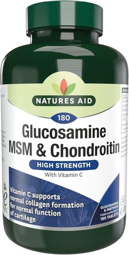 [BRSWIYI7BEMBE2T6] Nature's Aid Glucosamine 500mg, MSM 500mg + Chondroitin 100mg 180 Tablets
