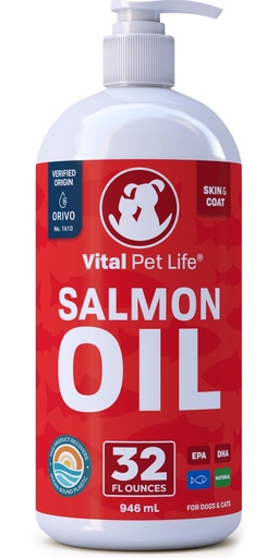 [BRSWG2T4CJ6BO3AY] Salmon Oil for Dogs & Cats - Healthy Skin & Coat, Fish Oil, Omega 3 EPA DHA, Liquid Food Supplement for Pets, All Natural, Supports Joint & Bone Health, Natural Allergy & Inflammation Defense, 32 oz