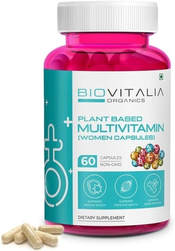 [BRSROFL2BMDRGFI3] Biovitalia Multivitamin Capsule for Women | Dietary Supplement | Supports Immune System | Energy Booster & Supports Bone Health | Gluten Free - 60 веганских капсул