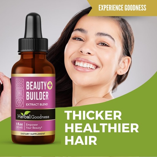 [BRSROBQCDFYBQ333] Herbal Goodness Beauty Builder 1oz - Collagen for Women with Biotin & Hyaluronic Acid - Hair Growth, Skin Hydration, Nail Support, Anti-Aging Beauty Booster - Includes Marigold & Guava Leaf