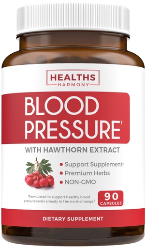 [BRSWICQLBUFWIEDU] Blood Pressure Support Supplement (NON-GMO) Premium Natural Herbs, Vitamins & Berries - High Dosage of Hawthorn Berry Extract – Supports Blood Pressure Levels Already In The Normal Range – 90 Capsules