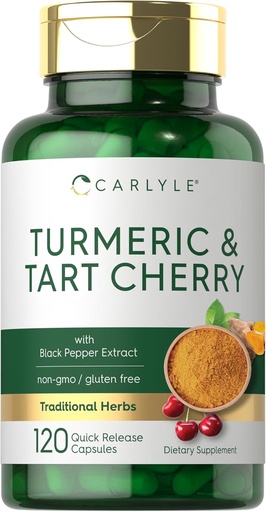 [BRSW2AQEPMMBEFA3] Carlyle Turmeric y Tart Cherry Capsules Ø 120 Cuenta  sometida with Bioperine ¦ Vegetarian, Non-GMO, Gluten Free Supplement