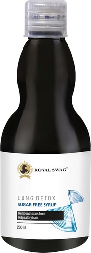 [BRSROBINOZ5QMFDP] ROYAL SWAG Ayurvedic Lung Detox Sīrups 200 ml Ārstniecības augu papildinājums - Izgatavots ar dabas ekstraktiem Tulsi, Mulethi, Vasava, Pippali, un Turmeric - - Cukurs bez sīrupa plaušu tīrīšanai un detoksikācijai