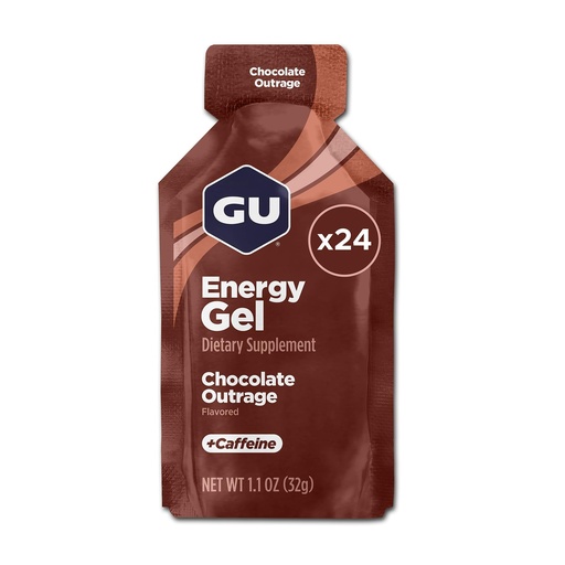 [BRSWIYQKCAFAMELU] GU Energy Original Sports Nutrition Energy Gel, Chocolate Outrage, 24 Count Box