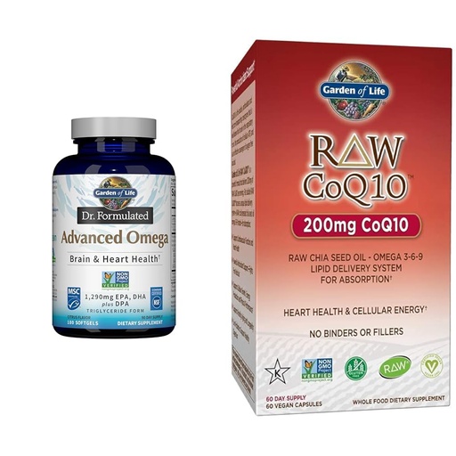 [BRSROBL3DMDQIEI7] Garden of Life Dr. Formulated Advanced Omega Fish Oil - Lemon, 1,290mg EPA, DHA + DPA & Vegetarian Omega 3 6 9 Supplement - Raw CoQ10 Chia Seed Oil Whole Food Nutrition