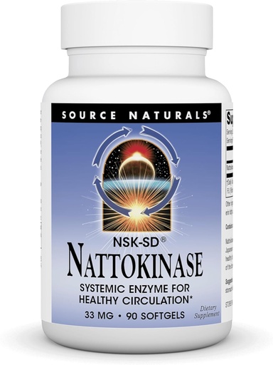 [BRSWIY35BN5BKYLA] Source Naturals Nattokinase 33 mg Systemic Enzyme for Healthy Circulation - 90 Softgels