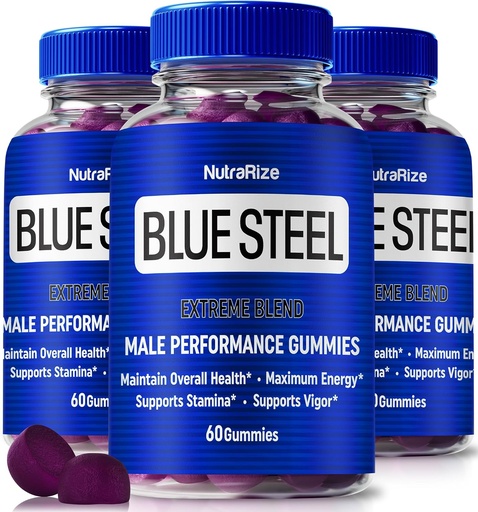 [BRSRA2YFDMIB4HL6] (3 Pack) Blue Steel Gummies miehille, Daily Nutrition to Boost Luottamusta ja yleistä terveyttä, Kaikki Natural Supplement Support Peak Performance, Official Mies Gummy, BlueSteel Arvostelut (180 Gummies)