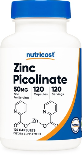 [BRSWYFT6OIHGEFLZ] Nutricost Zinc Picolinate 50mg, 120 Vegetarian Capsules - Gluten Free and Non-GMO
