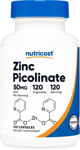 [BRSWYFT6OIHGEFLZ] Nutricost Zinc Picolinate 50mg, 120 Vegetarian Capsules - Gluten Free and Non-GMO