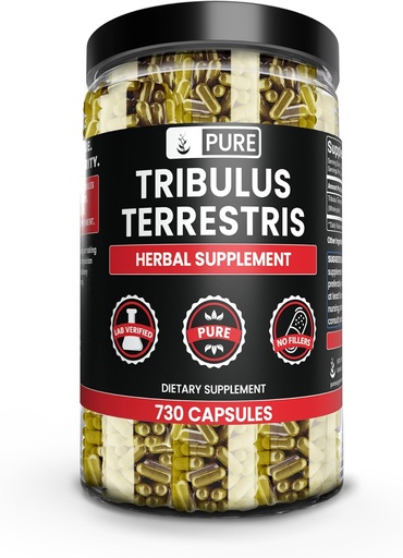 [BRSWYAL3C4IWE23D] Pure Original Ingrediencie Tribulus Terrestris, Žiadny horčík alebo ryžové výplne, Vždy čisté, Lab Overené (730 Kapsule)