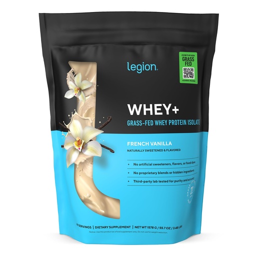 [BRSWKED7CEHRO234] LEGION Whey+ Protein Whey Isolate from Grass Fed Cows (French Vanilla, 60 Servings) - Whey Protein Isolate Powder Low Calorie, Non-GMO, Sugar Free, Lactose and Gluten Free, All Natural Protein Powder