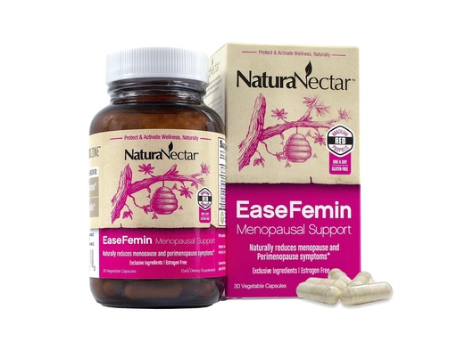 [BRSWIYAODEMWGDLK] NaturaNectar - EaseFemin Menopausal Support Supplements for Women - Estrogen-Free Red Bee Propolis Capsules for Hot Flashes & Night Sweats - Natural and with Proprietary Calming Herbal Blend (30pcs.)