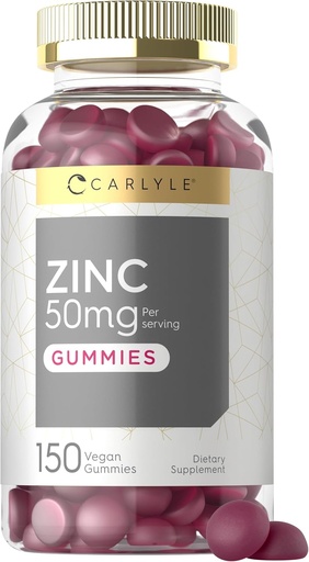 [BRSRMFATARYBECT3] Carlyle Zinc 50mg Gummies | 150 Count | Vegan, Non-GMO and Gluten Free Formula | Zinc Citrate Dietary Supplement