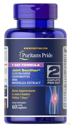 [BRSWIGTRCF6RCYDK] Puritan's Pride 7 Day Formula Joint Soother Glucosamine, Chondroitin, MSM & Boswellia-60 Caplets