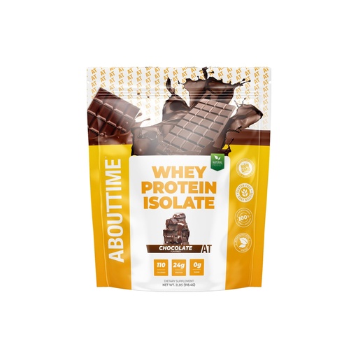[BRSWIYILB57QIFDA] About Time Whey Protein Isolate Powder 24g Chocolate, Natural Ingredients, Non-GMO, Gluten-Free, Lactose-Free, Zero Sugar, Low Carb, 32 Servings