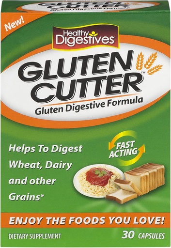 [BRSWIAL7A57Q2EDM] Healthy Natural Systems Healthy Digestives Gluten Cutter, 60 Capsules (2 Boxes of 30 Each)