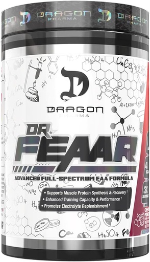 [BRSRMA35BAHAK3DD] DRAGON PHARMA Dr. FEAAR® Advanced Full-Spectrum EAA Matrix, Supports Muscle Protein Synthesis and Recovery, Enhanced Training Capacity and Performance (30 Servings, Cherry Pomegranate)