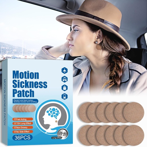 [BRSRO2YEPIHAMA3B] Motion Sickness Patches - Dizziness Vertigo & Nausea Relief - Motion Sickness Patches för kryssningsbil och båtturer och flygplansresor, Bakom öronpatchar Motion Sickness för vuxna och barn, 36 greve