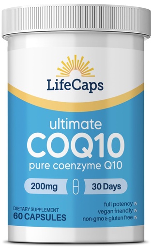 [BRSRAYY3BAIAEDTA] LifeCaps CoQ10 200mg - Ultimate CoQ10 - Ultra High Absorption Q10 Supplements - 60 Count