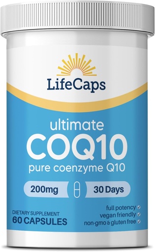 [BRSRAYY3BAIAEDTA] LifeCaps CoQ10 200mg - Ultimate CoQ10 - Ultra alta absorción Q10 Suplementos - 60 Conde