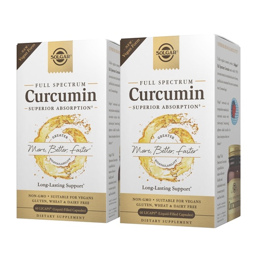 [BRSWKZQ5BMCBQFLG] Solgar Full Spectrum Curcumin - 60 LiCaps, Pack of 2 - Superior Absorption - Brain, Joint & Immune Health - Non-GMO, Vegan, Gluten Free, Dairy Free - 120 Total Servings