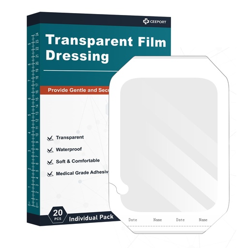 [BRSROAY3O4NROHLJ] Ceeport Transparent Film Dressing 6'' x 8'', 20 Packs Waterproof Wound Bandage Adhesive Patches, Wound Cover Patches for Post Surgical Shower, IV Shield, Tattoo Aftercare Bandage