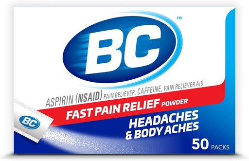 [BRSWIYI4DEPWGDLY] BC Powder | Fast Pain Relief | Aspirin (NSAID) & Caffeine | 50 Count (10042037103993)