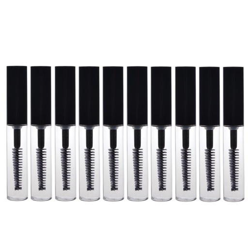 [BRSWKFIGORYQYC3C] AKOAK 10 Packs 4ml Transparent Reusable Empty Bottle Tube Container maquillaje Vials Herramienta cosmética para el crecimiento de pestañas Aceite/Mascara con cepillo para el hogar y viajes