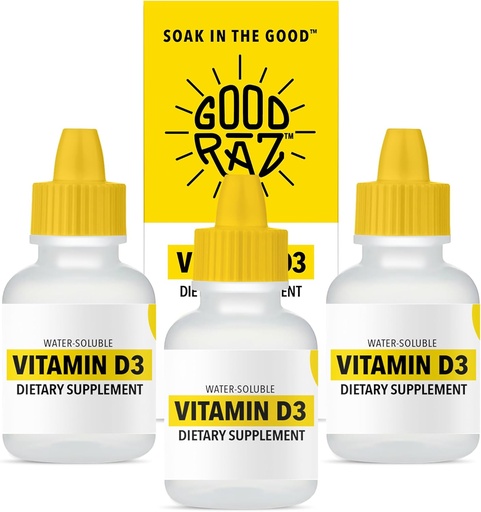 [BRSW2GQLCINW23IU] Vitamin D Drops Adult - Water-Soluble Liquid D3 Drops - Potent Vitamin D Liquid Drops - No Stir, Non-GMO, Kosher - D3 Liquid to Add to Drink Or Food, Flavorless - 12-Month Supply (3)